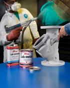 Lab-Metal® Repair and Patching Compound is a metal filler that repairs dents and voids, smoothes weld beads, and hides cracks and other surface blemishes or imperfections on cast or stamped metal parts. Ideal for preparing parts to be powder coated, this one-component filler applies with a putty knife, air dries, can be sanded, and then sprayed and baked in a curing oven.